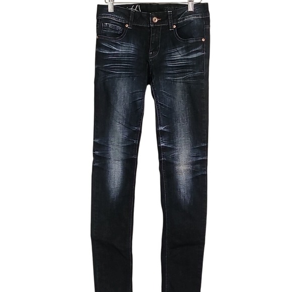 Dark Wash Distressed Skinny Jeans Special A Denim Size 7 EUC - Picture 2 of 8
